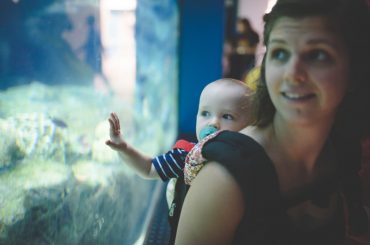 mother and child at aquarium